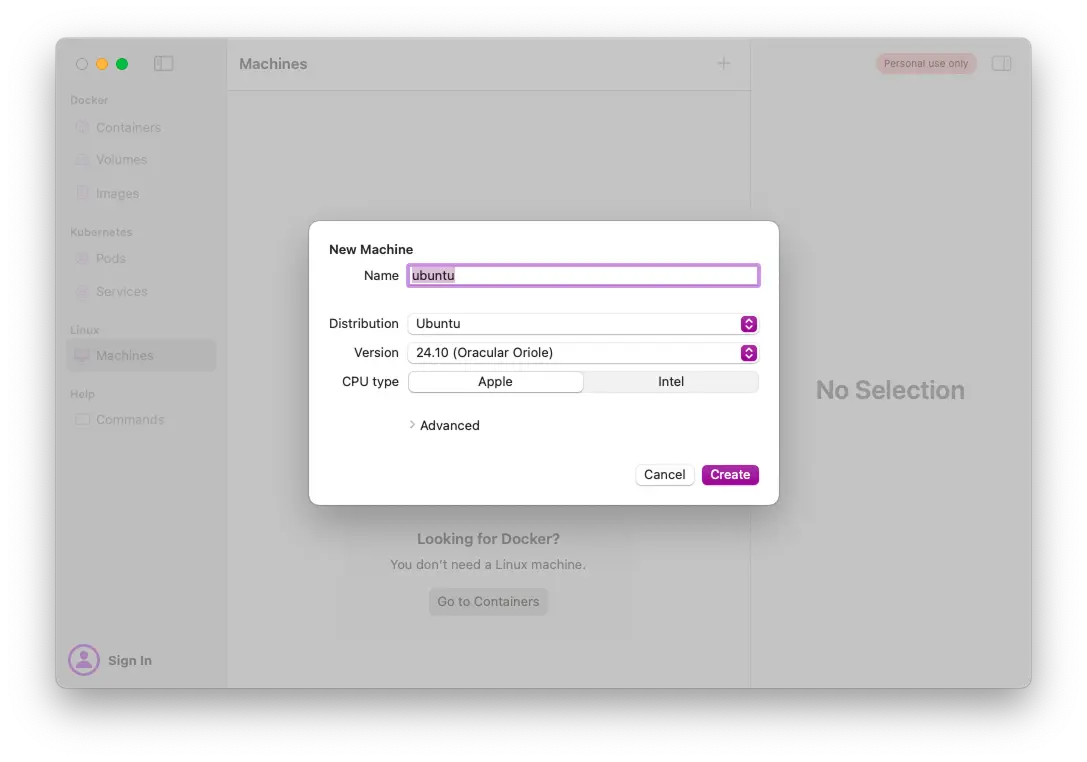 Orbstack VM